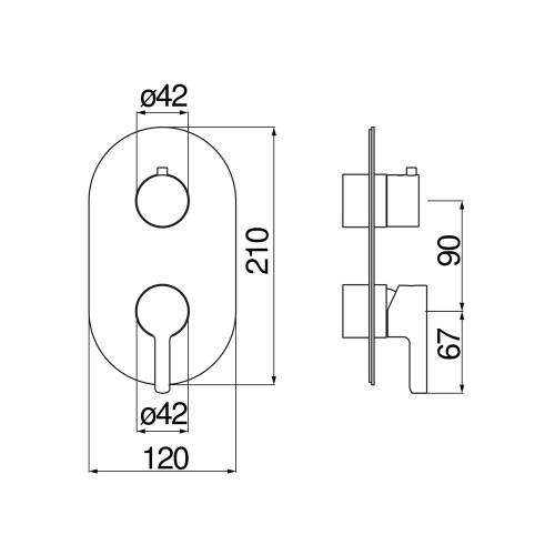 Immagine di Nobili LIRA miscelatore monocomando per doccia ad incasso, a 2 vie, finitura cromo WE81102/LRCR