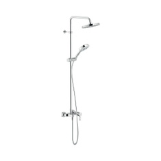 Immagine di Nobili LIRA colonna doccia con miscelatore monocomando esterno, con soffione a snodo ø 20 cm, doccetta, supporto doccetta e flessibile 150 cm, con deviatore, finitura cromo LR116130/30CR