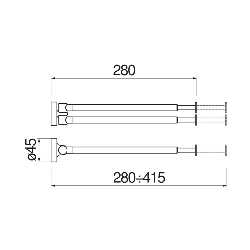 Immagine di Nobili ZEN porta salvietta doppio a parete, a snodo, estensibile, finitura cromo ACPL23/2XCR