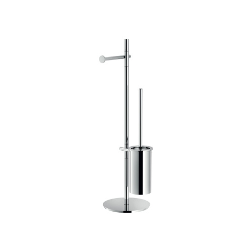 Immagine di Nobili ZEN colonna zona wc, a pavimento, con set porta scopino e porta rotolo, finitura cromo ACPL92CR