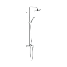 Immagine di Nobili NOBI colonna doccia con miscelatore monocomando esterno, soffione a snodo ø 20 cm, doccetta, supporto doccetta e flessibile 150 cm, finitura cromo NB84130/30CR