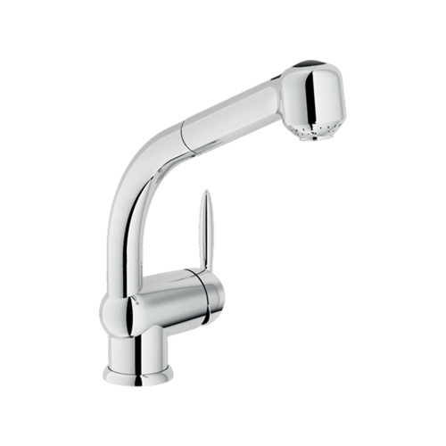 Immagine di Nobili OVETTO miscelatore monocomando per lavello, con bocca girevole e doccetta estraibile, finitura cromo NU12513/8CR