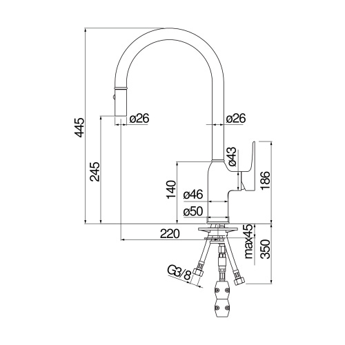 Immagine di Nobili RING miscelatore monocomando per lavello, con bocca girevole, doccetta estraibile, finitura cromo MP117137CR