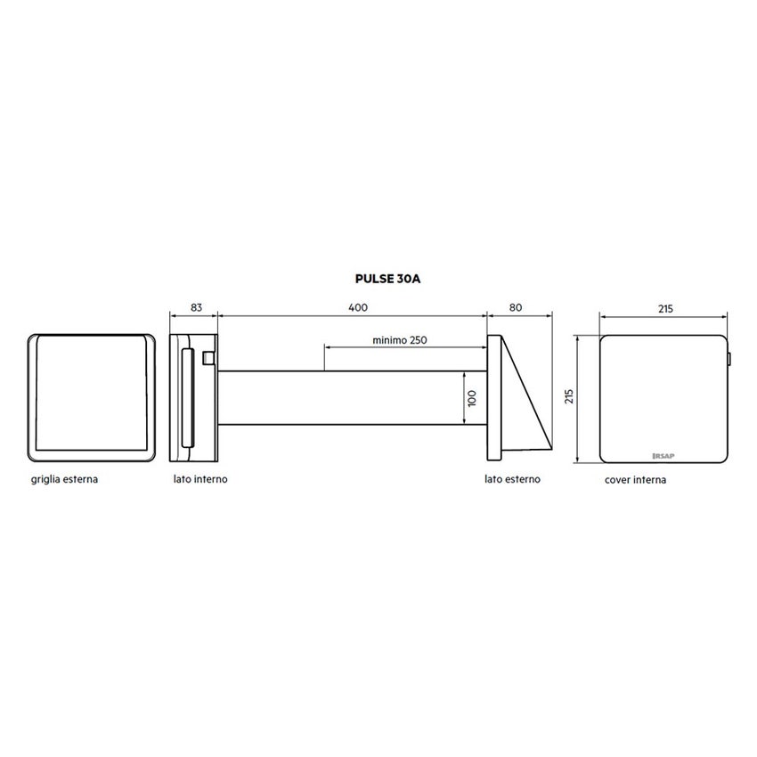 Immagine di Irsap PULSE 30A Unità di ventilazione a flusso alternato con recupero di calore per sistemi di ventilazione meccanica controllata decentralizzati UREP003A0S000