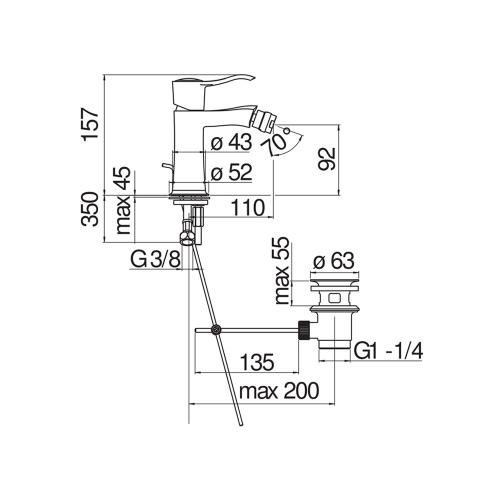 Immagine di Nobili SOFÌ miscelatore monocomando bidet, con scarico, finitura cromo SI98119/1CR