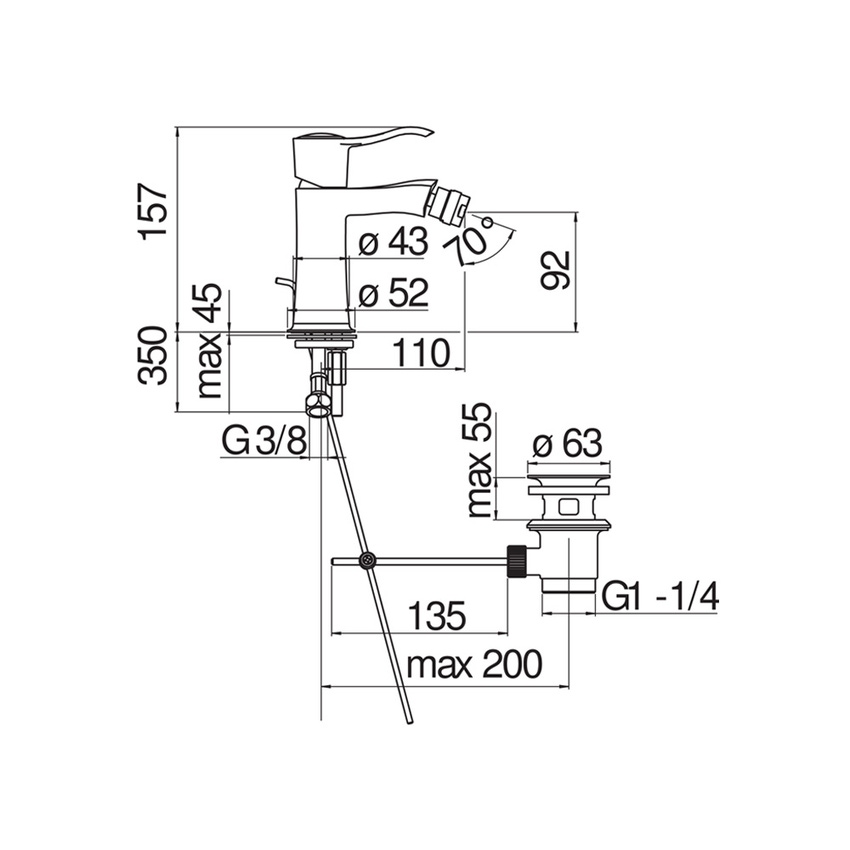 Immagine di Nobili SOFÌ miscelatore monocomando bidet, con scarico, finitura cromo SI98119/1CR