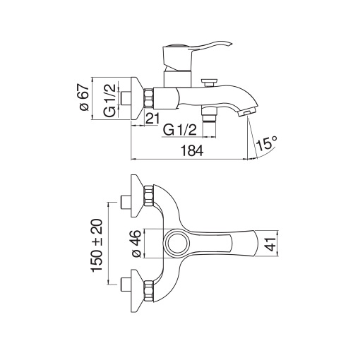 Immagine di Nobili SOFÌ miscelatore monocomando esterno per vasca, con deviatore, finitura cromo SI98110/1CR