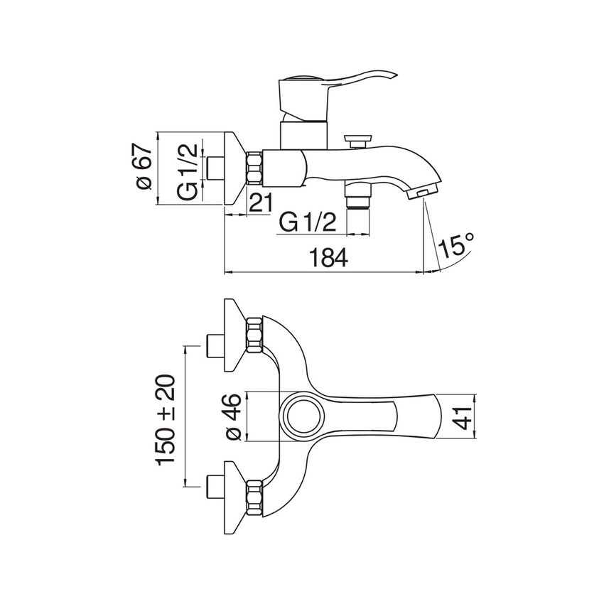 Immagine di Nobili SOFÌ miscelatore monocomando esterno per vasca, con deviatore, finitura cromo SI98110/1CR