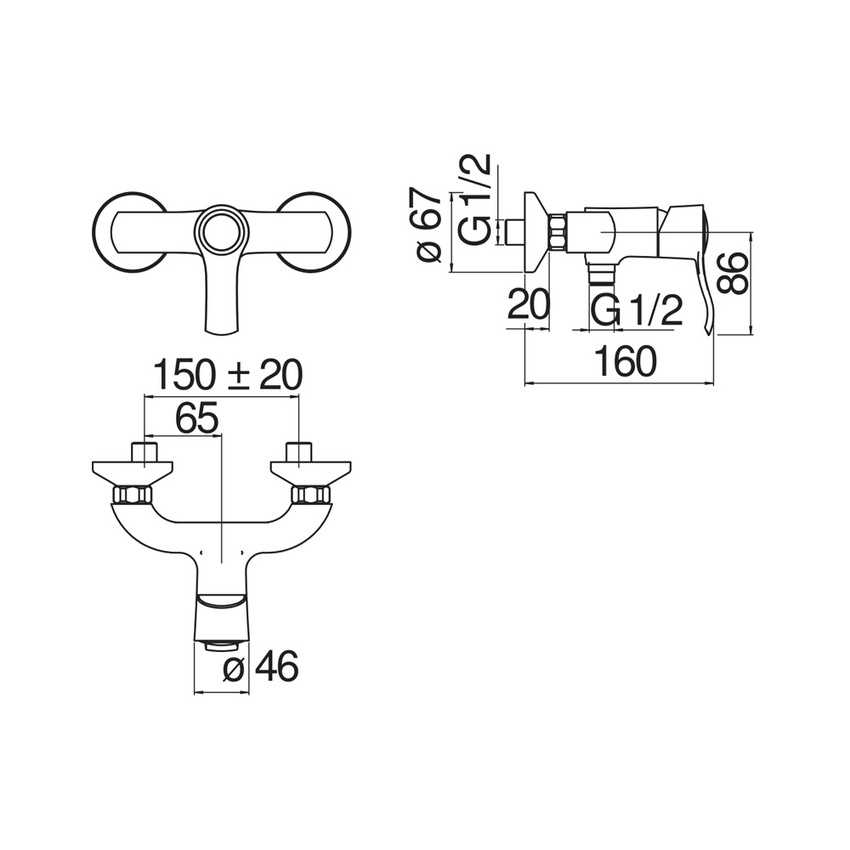 Immagine di Nobili SOFÌ miscelatore monocomando esterno per doccia, finitura cromo SI98130CR