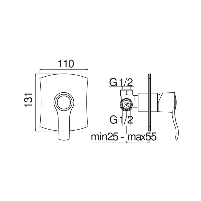 Immagine di Nobili SOFÌ miscelatore monocomando per doccia, ad incasso, 1 via, finitura cromo SI98108CR