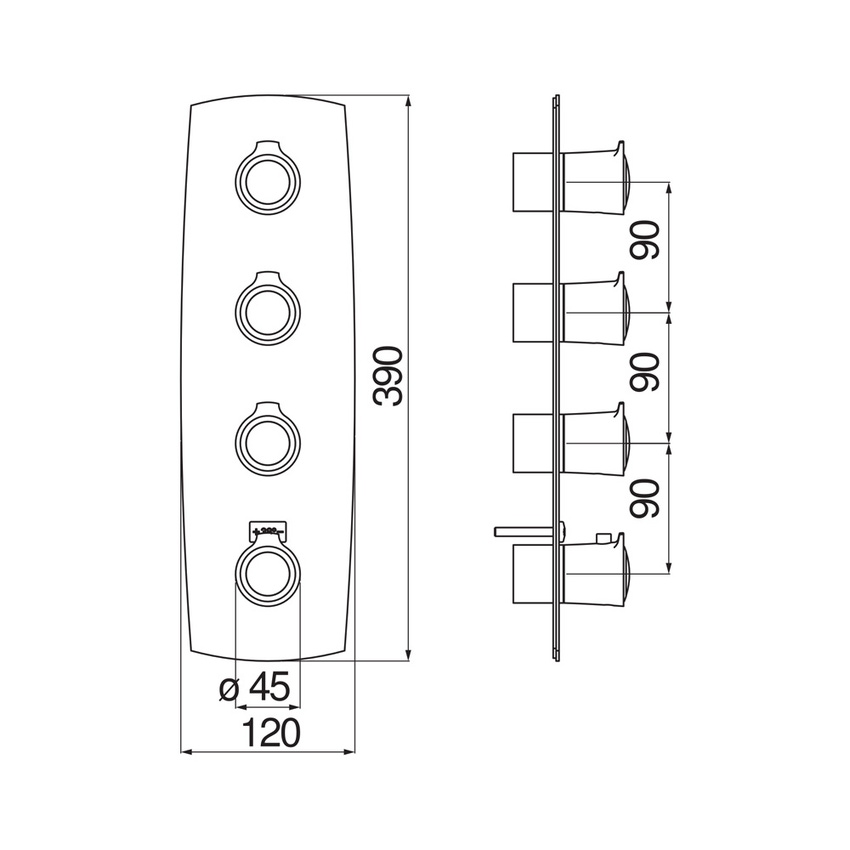 Immagine di Nobili SOFÌ termostatico per doccia, ad incasso, a 4 vie, finitura cromo SI98104CR