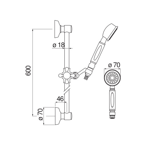 Immagine di Nobili SOFÌ asta murale con doccetta, supporto doccetta e flessibile 150 cm, finitura cromo AD140/48CR
