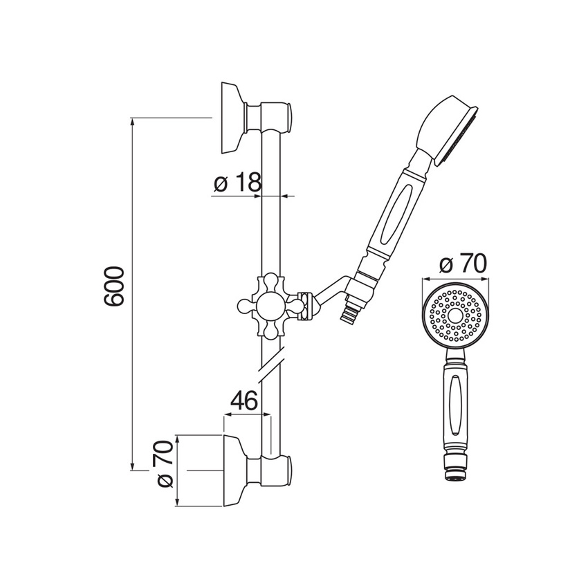 Immagine di Nobili SOFÌ asta murale con doccetta, supporto doccetta e flessibile 150 cm, finitura cromo AD140/48CR