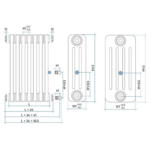 Immagine di Irsap Allacciamento laterale da 1/2" con possibilità di sezionare la misura dell'interasse desiderato (disponibile per TESI 3 e TESI 5) Cod.29