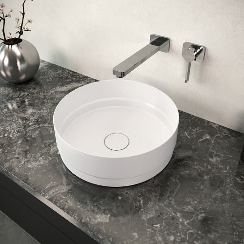 Immagine di Kaldewei NUEVA bacinella rotonda Ø 38 cm, da appoggio, senza foro e troppopieno, colore bianco alpino 911206003001