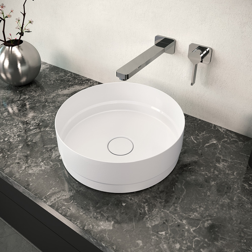 Immagine di Kaldewei NUEVA bacinella rotonda Ø 38 cm, da appoggio, senza foro e troppopieno, colore bianco alpino 911206003001