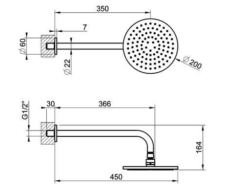 Immagine di Gessi SHOWER soffione anticalcare Ø 20 cm a parete orientabile, finitura cromo 47382#031