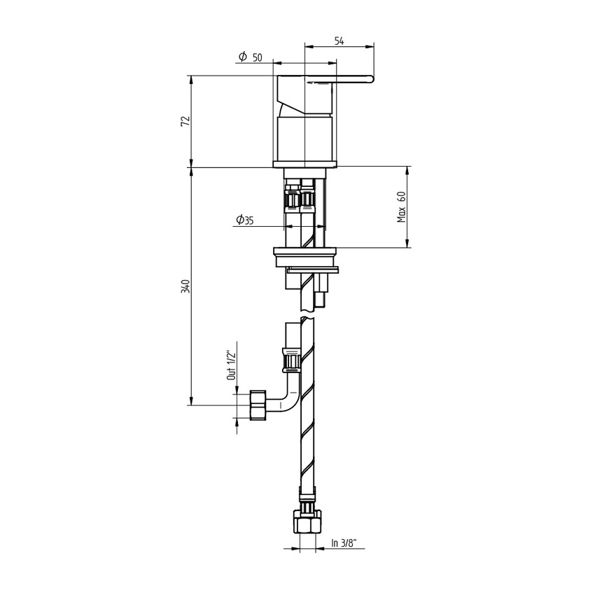 Immagine di Bellosta JEANS miscelatore remoto per lavabo, finitura cromo 01-4805/R/A