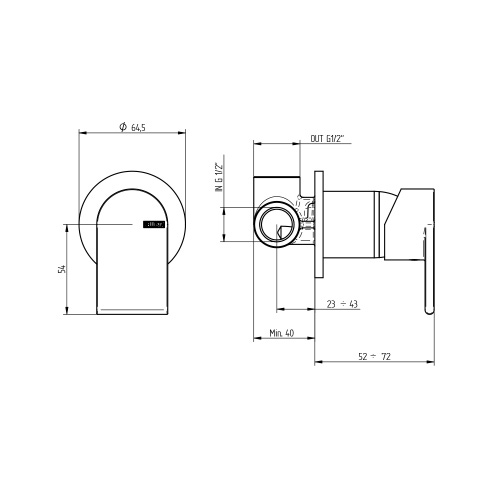 Immagine di Bellosta JEANS miscelatore lavabo ad incasso, a parete, senza scarico, rosone rotondo, senza corpo incasso, finitura cromo 01-4805/R/B/E