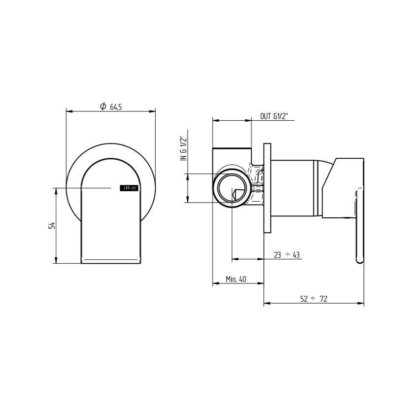 Immagine di Bellosta JEANS miscelatore lavabo ad incasso, a parete, senza scarico, rosone rotondo, senza corpo incasso, finitura cromo 01-4805/R/B/E