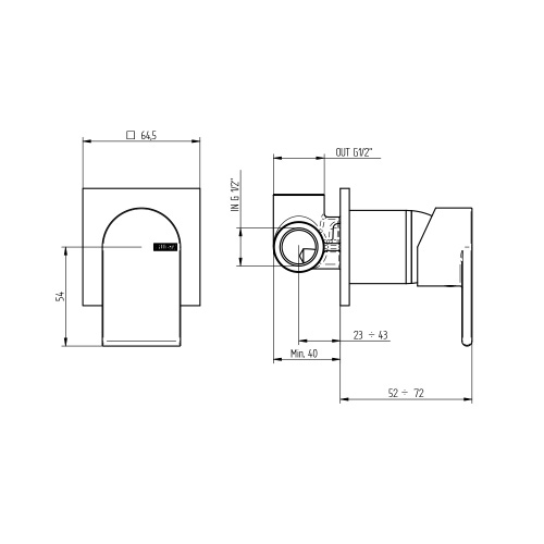 Immagine di Bellosta JEANS miscelatore lavabo ad incasso, a parete, senza scarico, rosone quadrato, senza corpo incasso, finitura cromo 01-4805/R/BQ/E