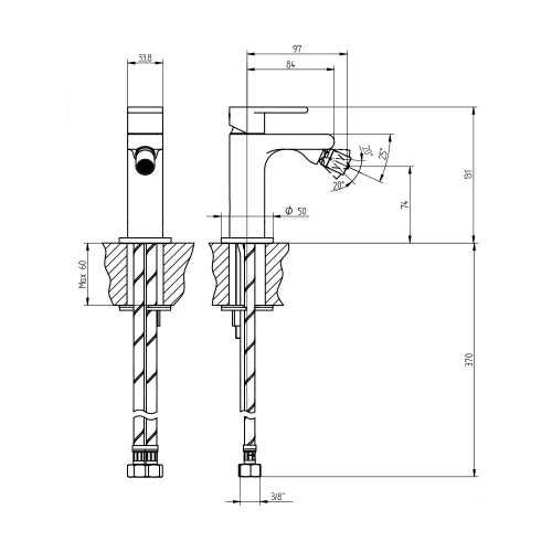 Immagine di Bellosta JEANS miscelatore bidet monoforo, senza scarico, senza risparmio energetico, finitura cromo 01-4807/S