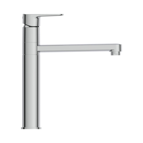 Immagine di Ideal Standard CERAFINE O miscelatore da appoggio su lavello H.28 cm, con sistema BlueStart per risparmio idrico ed energetico, bocca girevole, finitura cromo BC501AA