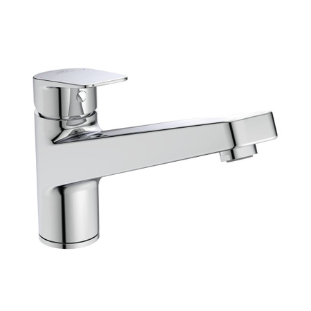 Immagine di Ideal Standard CERAPLAN miscelatore da appoggio su lavello H.15 cm, con sistema Eko, bocca girevole, finitura cromo BD321AA
