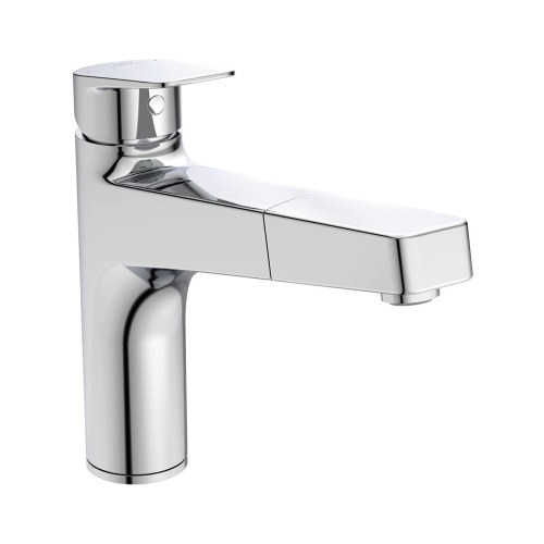 Immagine di Ideal Standard CERAPLAN miscelatore da appoggio su lavello H.21 cm, con sistema Eko, bocca girevole, finitura cromo BD331AA