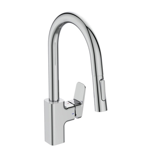 Immagine di Ideal Standard CERAPLAN miscelatore da appoggio su lavello H.39 cm, con sistema Eko, bocca girevole, finitura cromo BD338AA