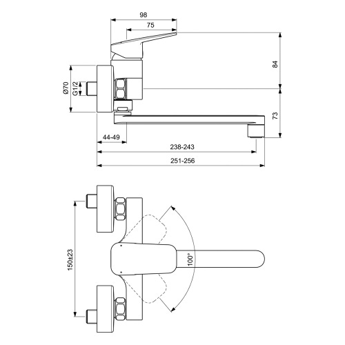 Immagine di Ideal Standard CERAPLAN miscelatore a parte per lavello, con sistema Eko, bocca girevole, finitura cromo BD340AA
