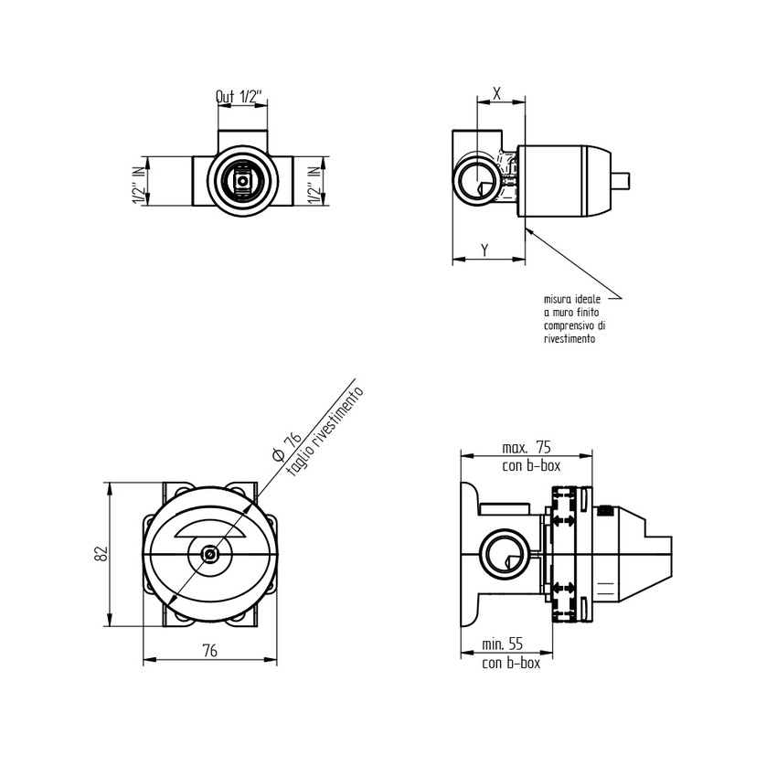 Immagine di Bellosta Parte incasso per miscelatore per doccia, ad 1 uscita 01-104018