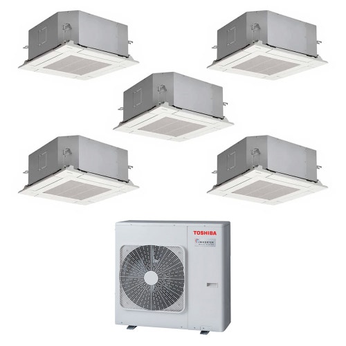 Immagine di Toshiba CASSETTA A 4 VIE 60x60 R32 Climatizzatore a cassetta penta split inverter | unità esterna 10 kW unità interne 10000+13000+13000+13000+13000 BTU RAS-5M34U2AVG-E+RAS-M[25|36|36|36|36]U2MUVG-E