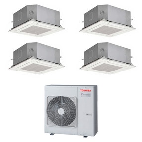 Immagine di Toshiba CASSETTA A 4 VIE 60x60 R32 Climatizzatore a cassetta quadri split inverter | unità esterna 8 kW unità interne 10000+10000+13000+13000 BTU RAS-4M27U2AVG-E+RAS-M[25|25|36|36]U2MUVG-E