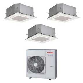 Immagine di Toshiba CASSETTA A 4 VIE 60x60 R32 Climatizzatore a cassetta trial split inverter | unità esterna 7.5 kW unità interne 13000+13000+16000 BTU RAS-3M26U2AVG-E+RAS-M[36|36|50]U2MUVG-E