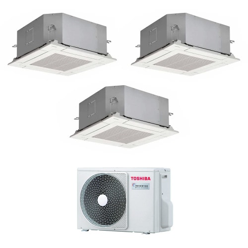 Immagine di Toshiba CASSETTA A 4 VIE 60x60 R32 Climatizzatore a cassetta trial split inverter | unità esterna 5.2 kW unità interne 10000+10000+10000 BTU RAS-3M18U2AVG-E+RAS-M[25|25|25]U2MUVG-E