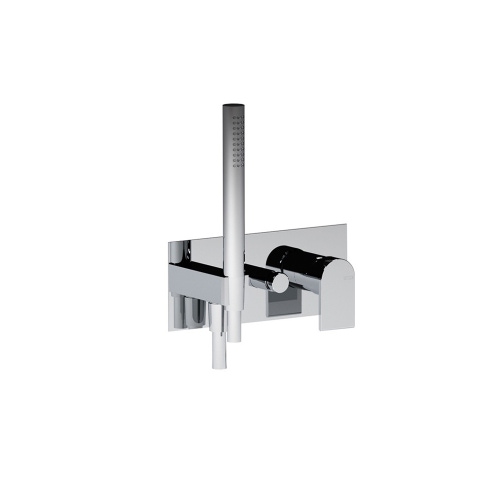 Immagine di Bellosta JEANS miscelatore per doccia ad incasso, con deviatore automatico a 2 uscite e doccetta, piastra rettangolare, senza corpo incasso, finitura cromo 01-4800/1/PQ/E