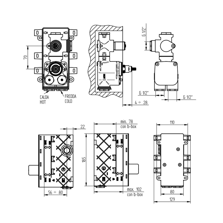 Immagine di Bellosta Parte incasso per miscelatore termostatico, a 1 via 484020