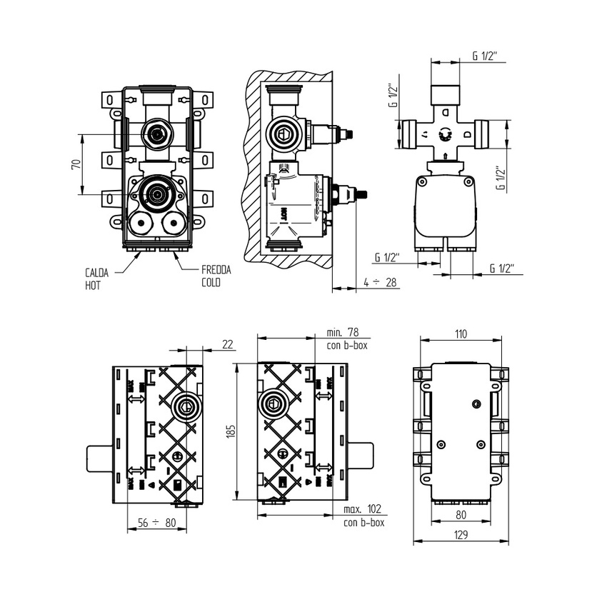 Immagine di Bellosta Parte incasso per miscelatore termostatico, a 3 vie 484022