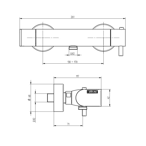 Immagine di Bellosta JEANS miscelatore doccia termostatico, esterno, senza set doccia, finitura cromo 01-4811/1A