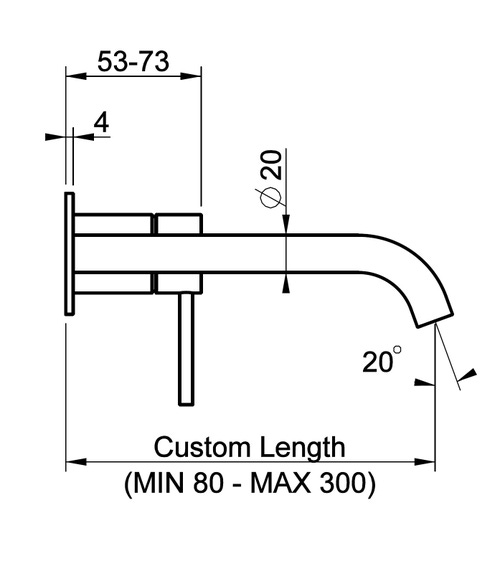 Immagine di Gessi 316 FLESSA miscelatore lavabo bocca lunghezza personalizzata, senza scarico, finitura steel brushed 54089#239