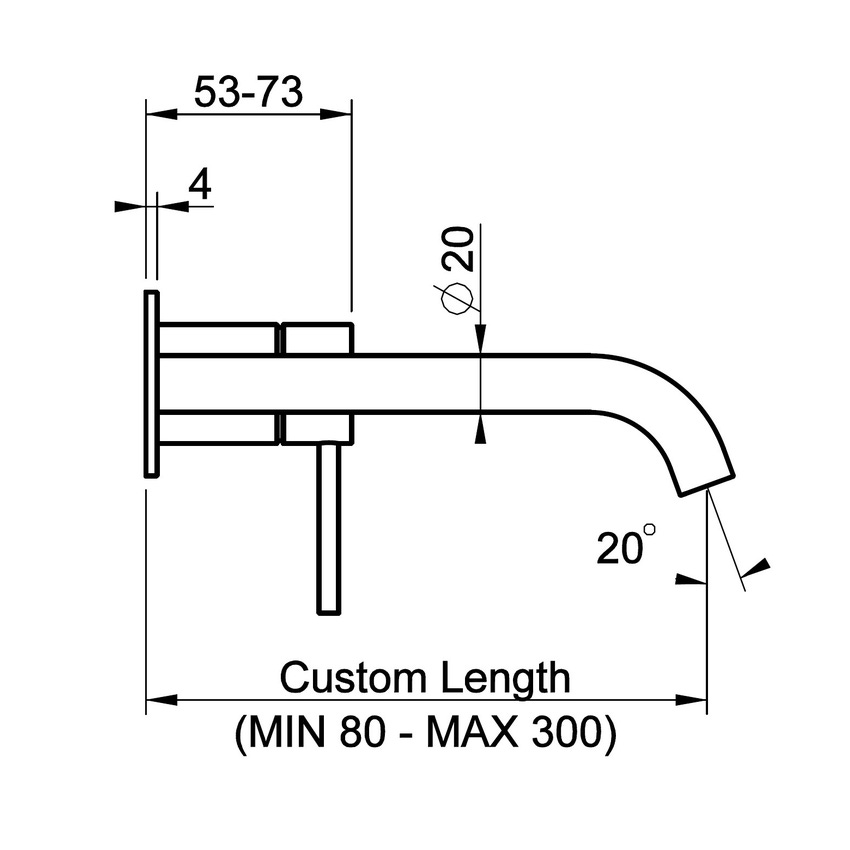 Immagine di Gessi 316 FLESSA miscelatore lavabo bocca lunghezza personalizzabile, senza scarico, finitura steel brushed 54089#239