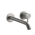 Immagine di Gessi 316 FLESSA miscelatore lavabo a parete P.21 cm, senza scarico, finitura steel brushed 54086#239
