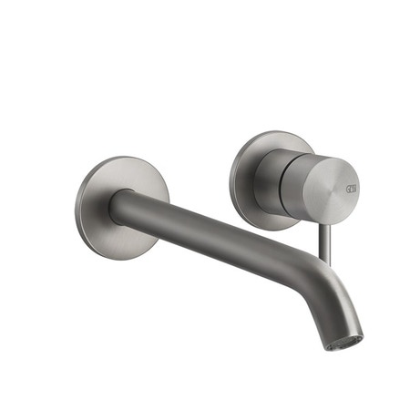 Immagine di Gessi 316 FLESSA miscelatore lavabo a parete P.21 cm, senza scarico, finitura steel brushed 54086#239