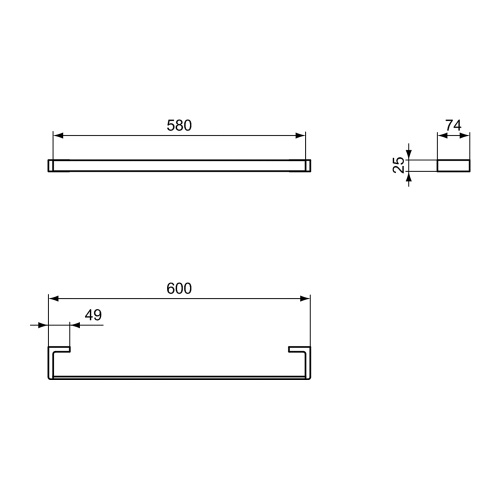 Immagine di Ideal Standard CONCA barra portasciugamani squadrata L.60 cm, finitura cromo T4498AA
