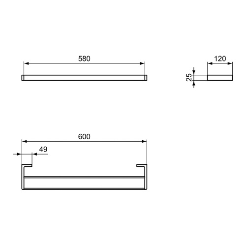 Immagine di Ideal Standard CONCA barra portasciugamani squadrata L.60 cm, doppia, finitura magnetic grey T4500A5