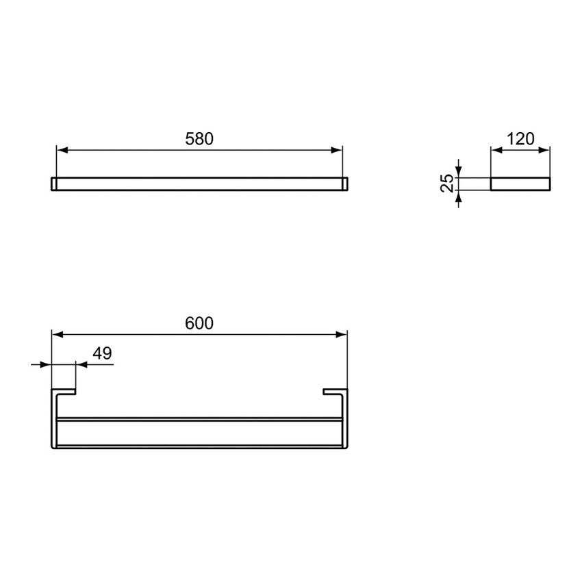 Immagine di Ideal Standard CONCA barra portasciugamani squadrata L.60 cm, doppia, finitura magnetic grey T4500A5