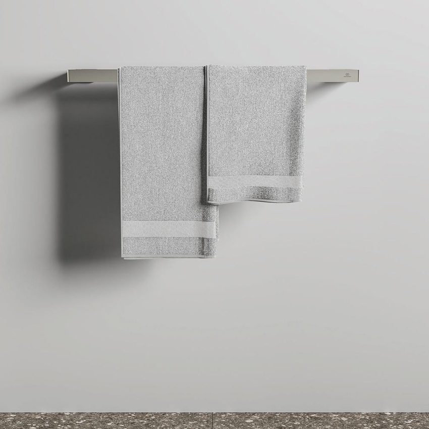Immagine di Ideal Standard CONCA barra portasciugamani squadrata L.60 cm, doppia, finitura silver storm T4500GN