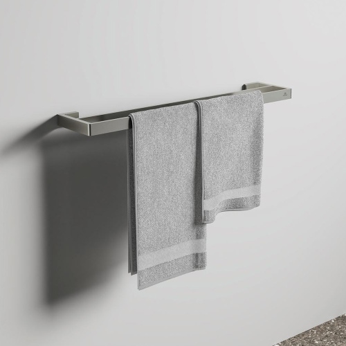 Immagine di Ideal Standard CONCA barra portasciugamani squadrata L.60 cm, doppia, finitura silver storm T4500GN