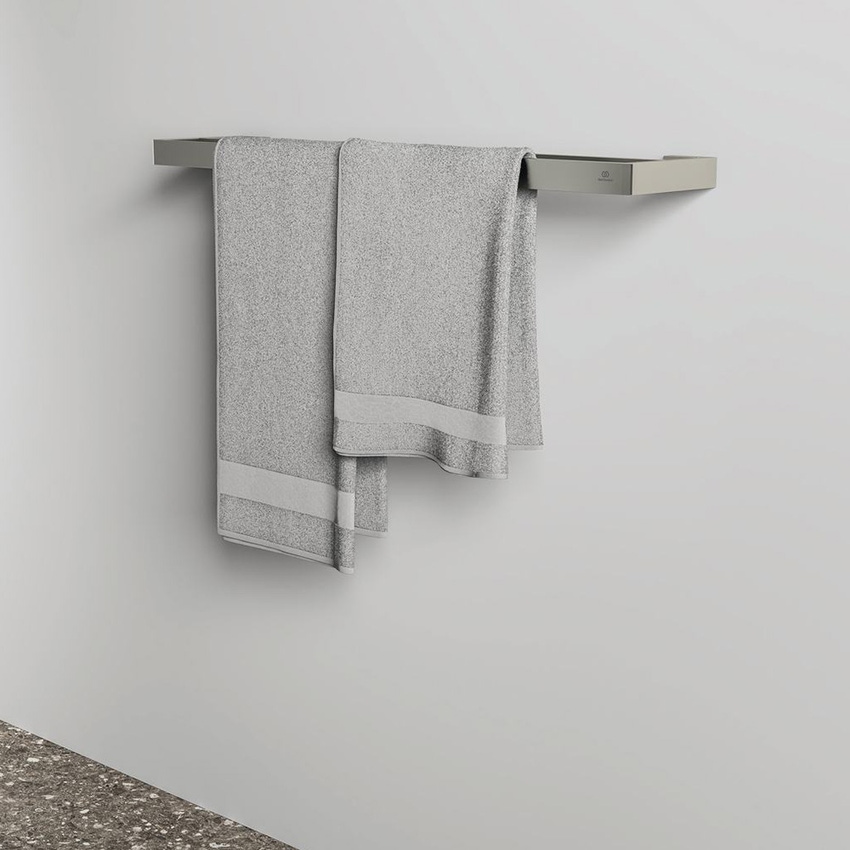 Immagine di Ideal Standard CONCA barra portasciugamani squadrata L.60 cm, doppia, finitura silver storm T4500GN